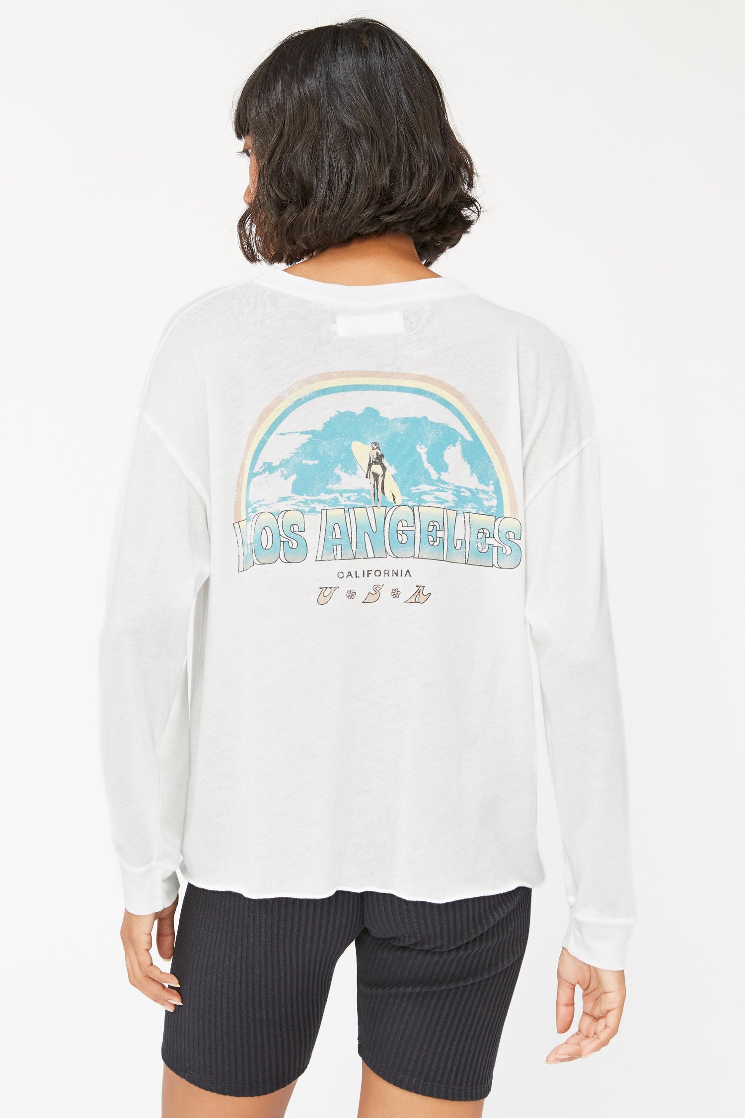 Longsleeve Crewneck - Whitewash Surf Graphic