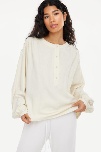 Raw Silk Henley - Natural