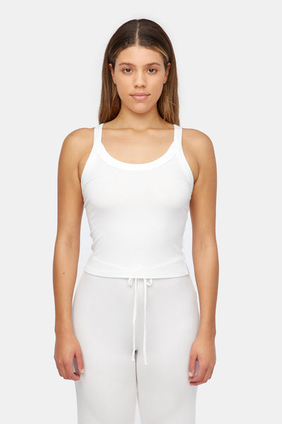 Ribbed Finn Tank - Whitewash