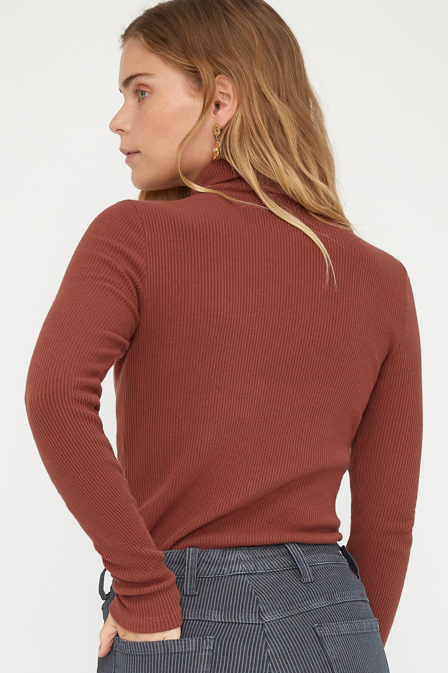 Sweater Rib Turtleneck - Sienna