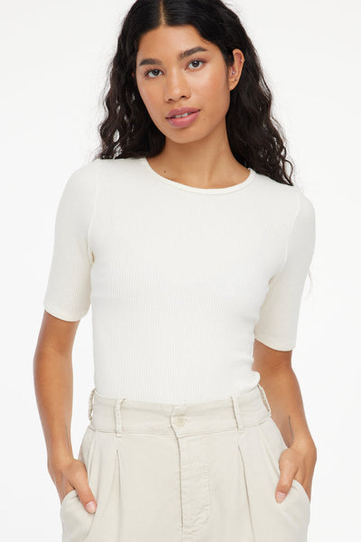 Sweater Rib Tee - Panna Cotta