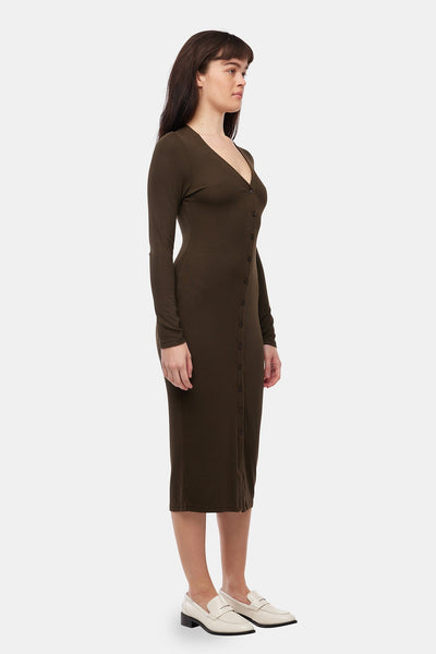 Ribbed Cardi Dress - Nori