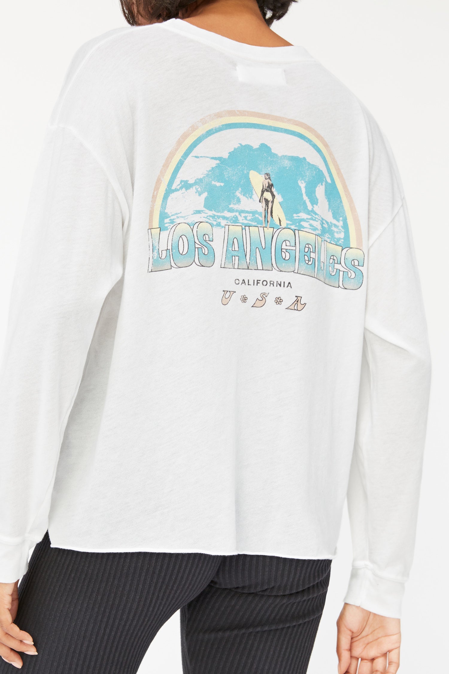 Longsleeve Crewneck - Whitewash Surf Graphic