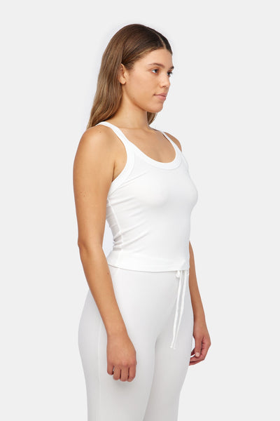 Ribbed Finn Tank - Whitewash