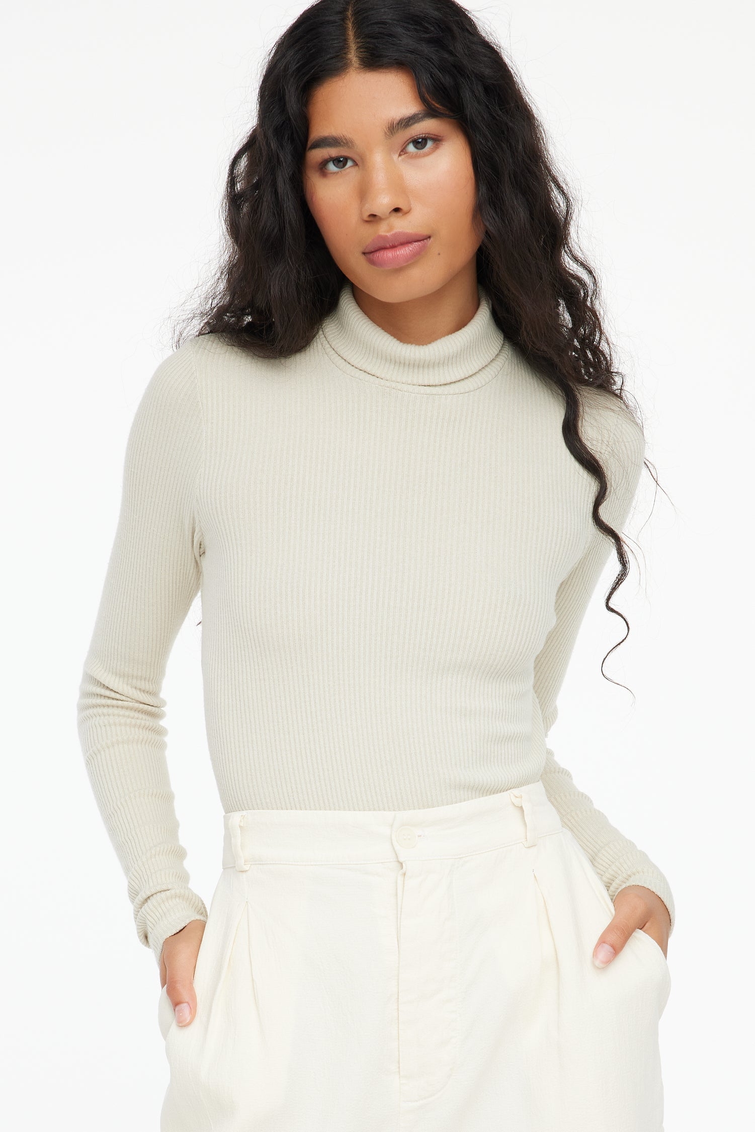 Sweater Rib Turtleneck - Oatmeal