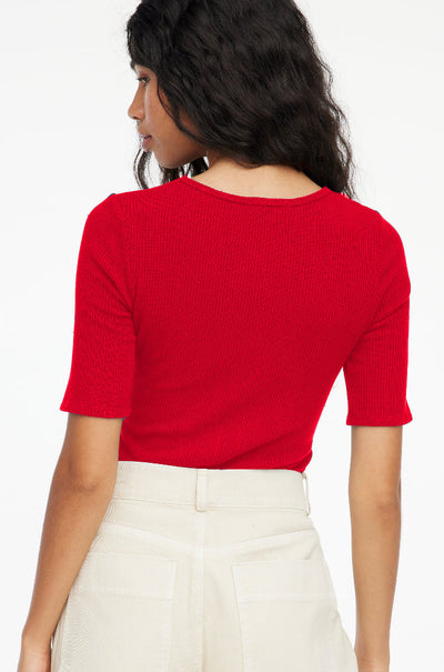 Sweater Rib Tee - Cherry Red