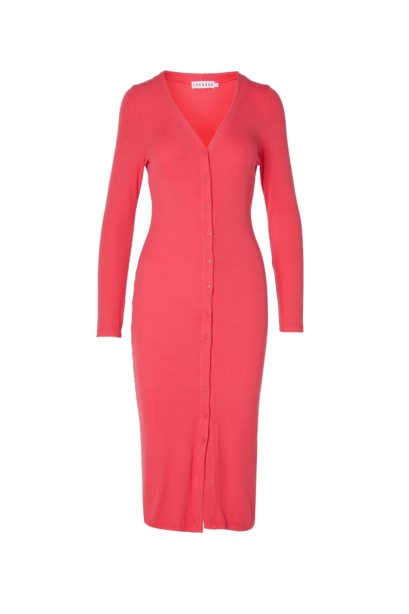 Ribbed Cardi Dress - Ruby Pink