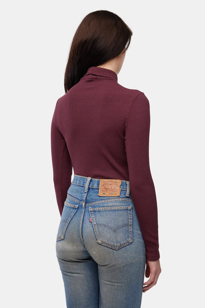 Sweater Rib Turtleneck - Eggplant