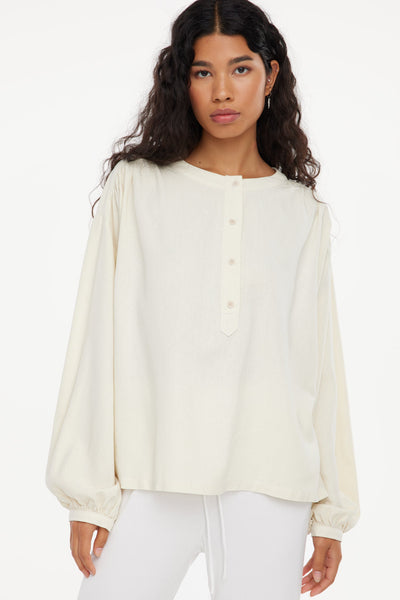 Raw Silk Henley - Natural