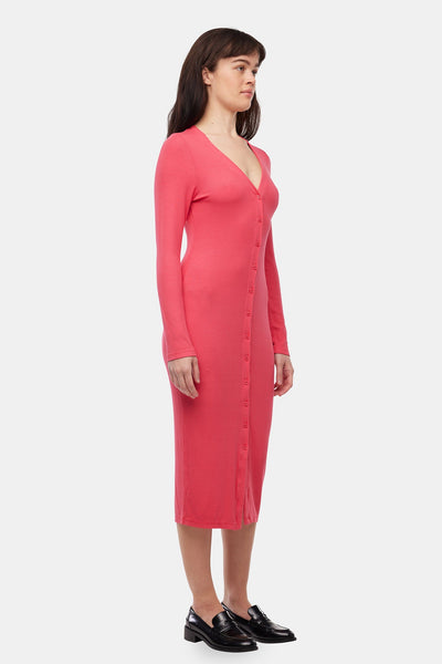 Ribbed Cardi Dress - Ruby Pink