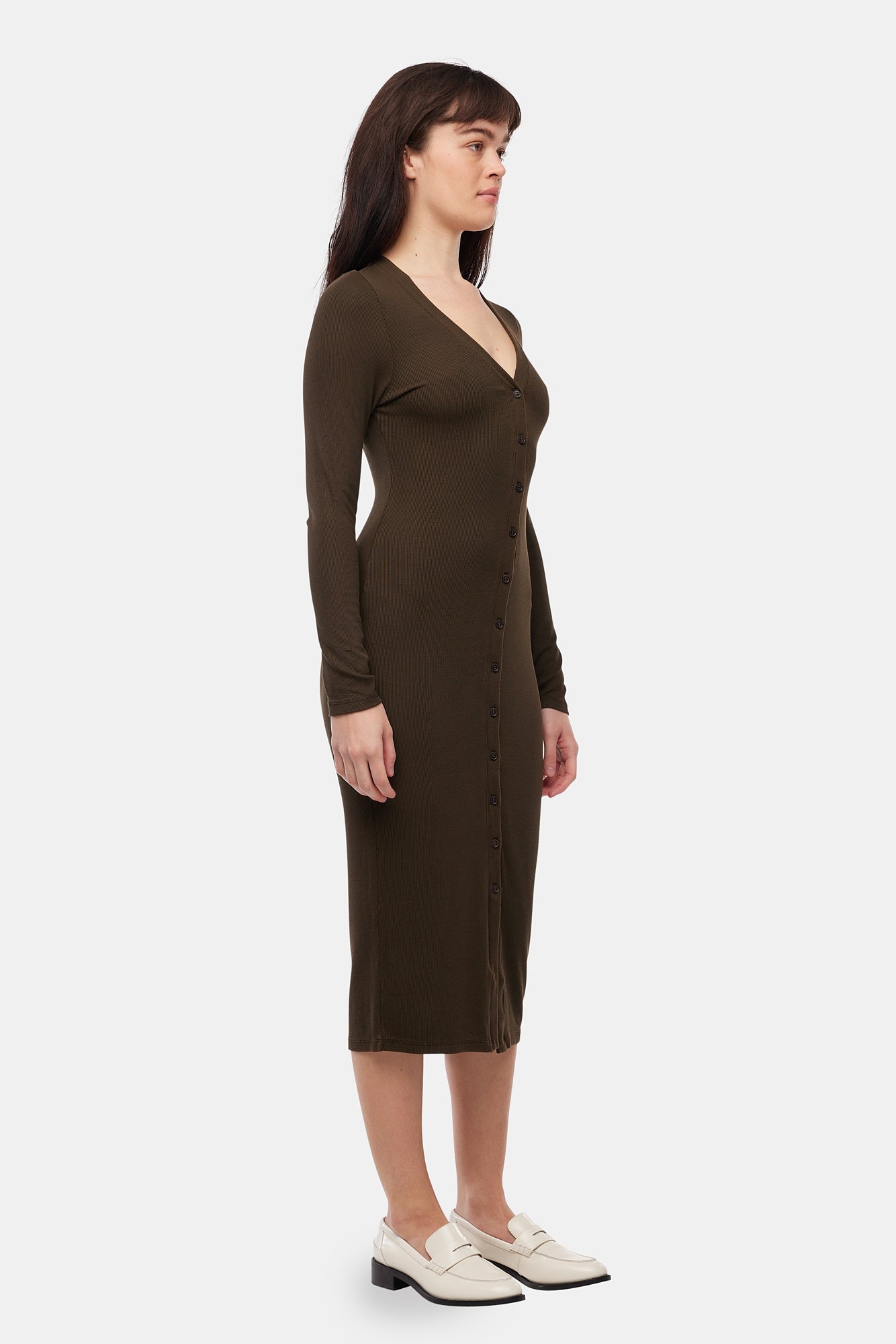 Ribbed Cardi Dress - Nori