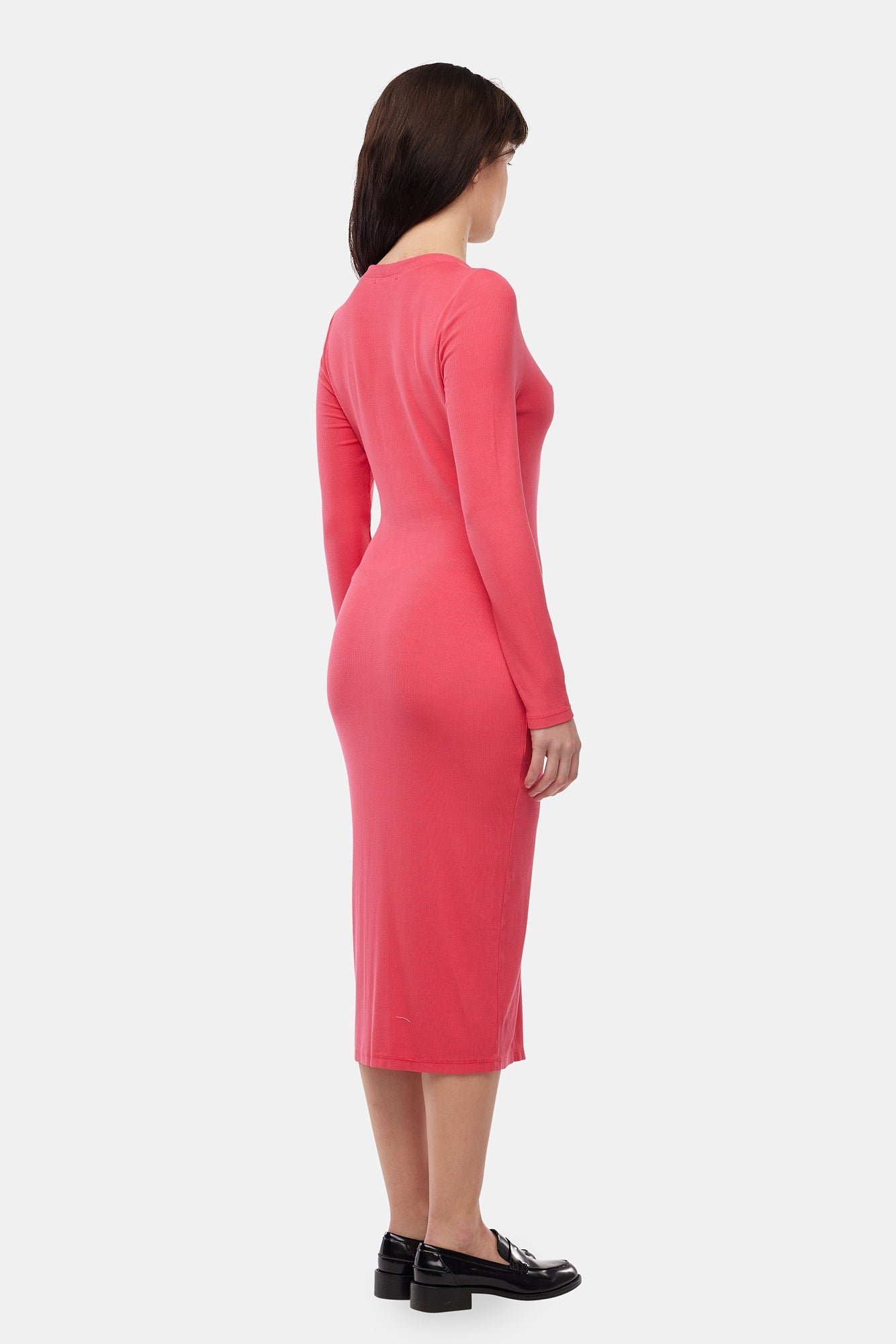 Ribbed Cardi Dress - Ruby Pink
