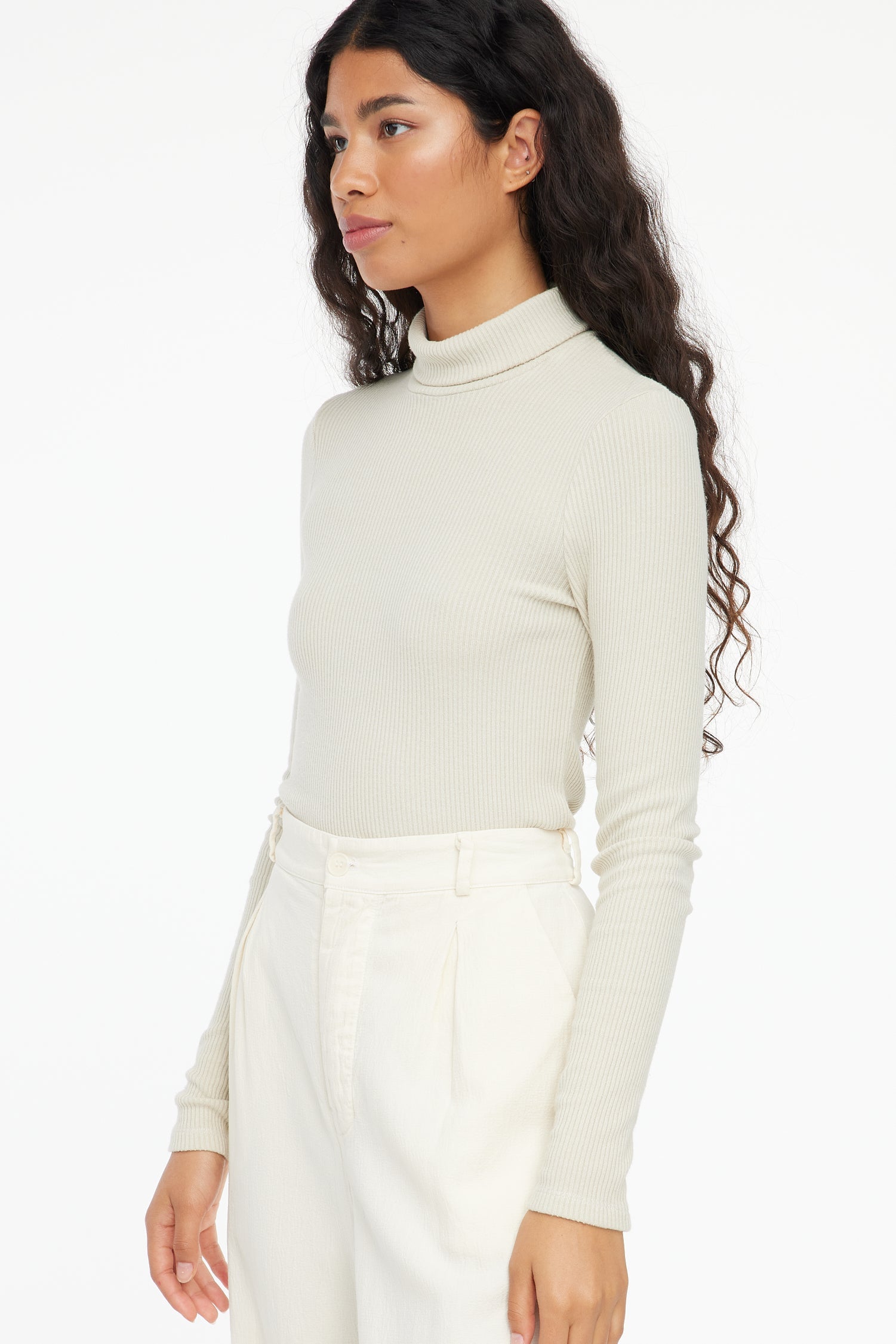 Sweater Rib Turtleneck - Oatmeal