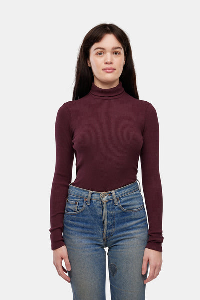 Sweater Rib Turtleneck - Eggplant