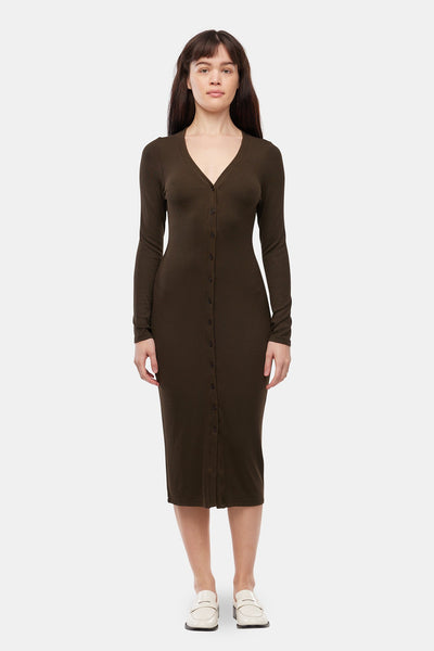 Ribbed Cardi Dress - Nori